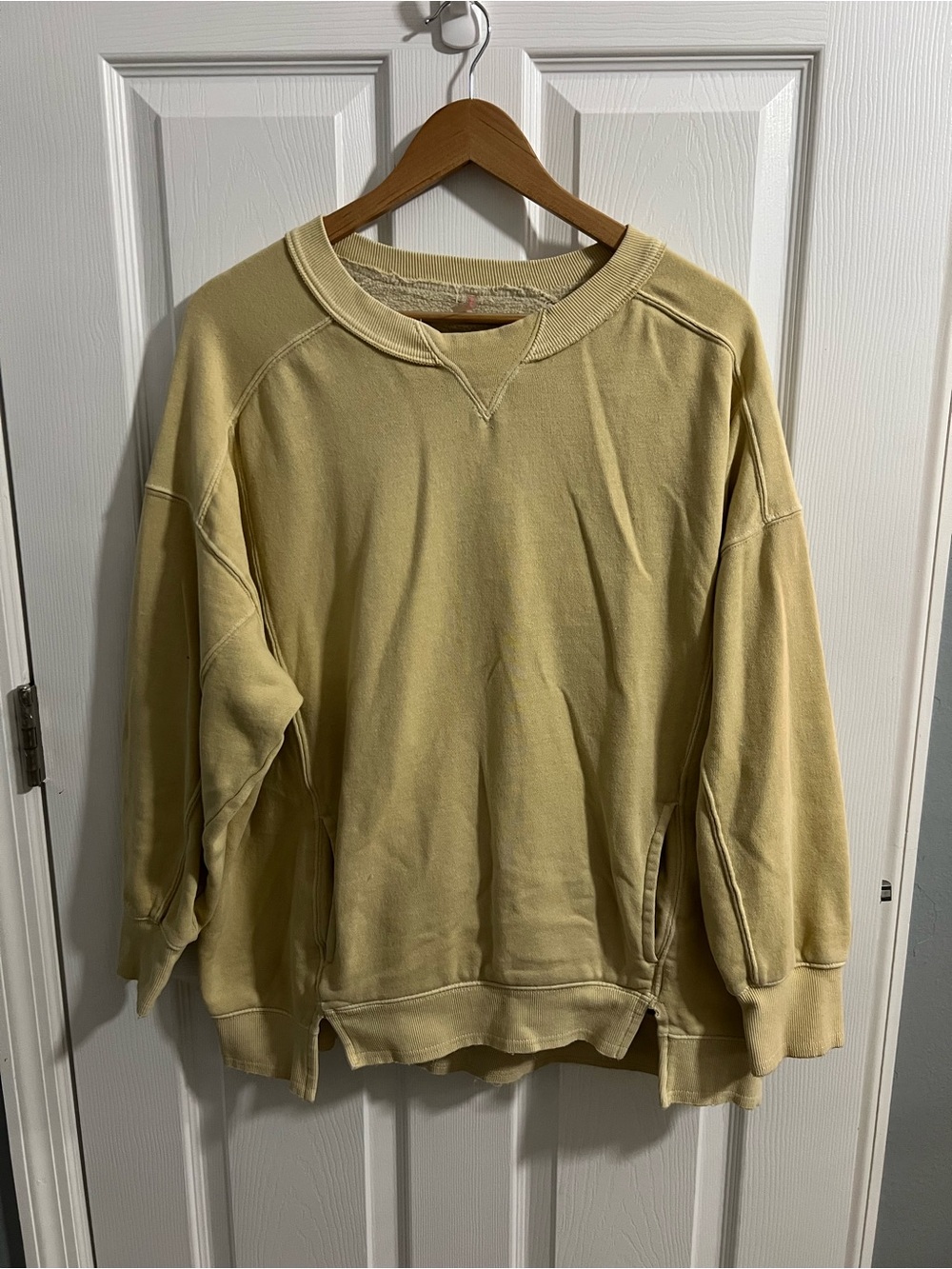 Free People Pale Yellow Crewneck Sweatshirt